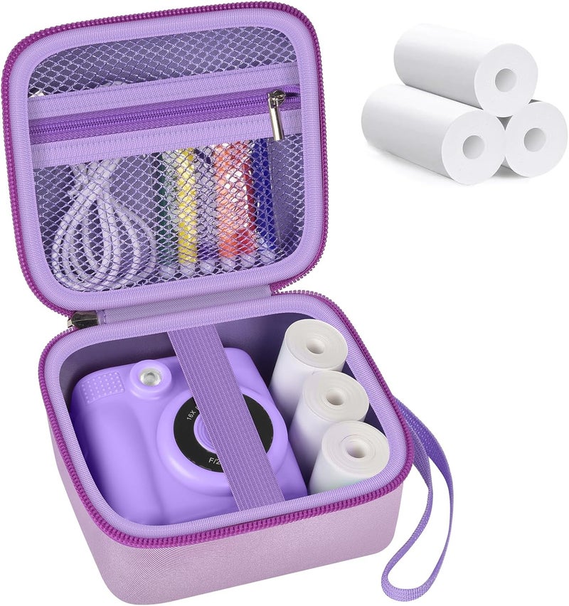 PAIYULE Kids Instant Print Camera Case with 3 Rolls Prints Paper Compatible with ESOXOFFORE for Dylanto for DUDUDRAGON for GKTZ for ETIKEZ for Dafotil for Careenoah Toddler Digital Cameras (Purple with Paper) - Image 1